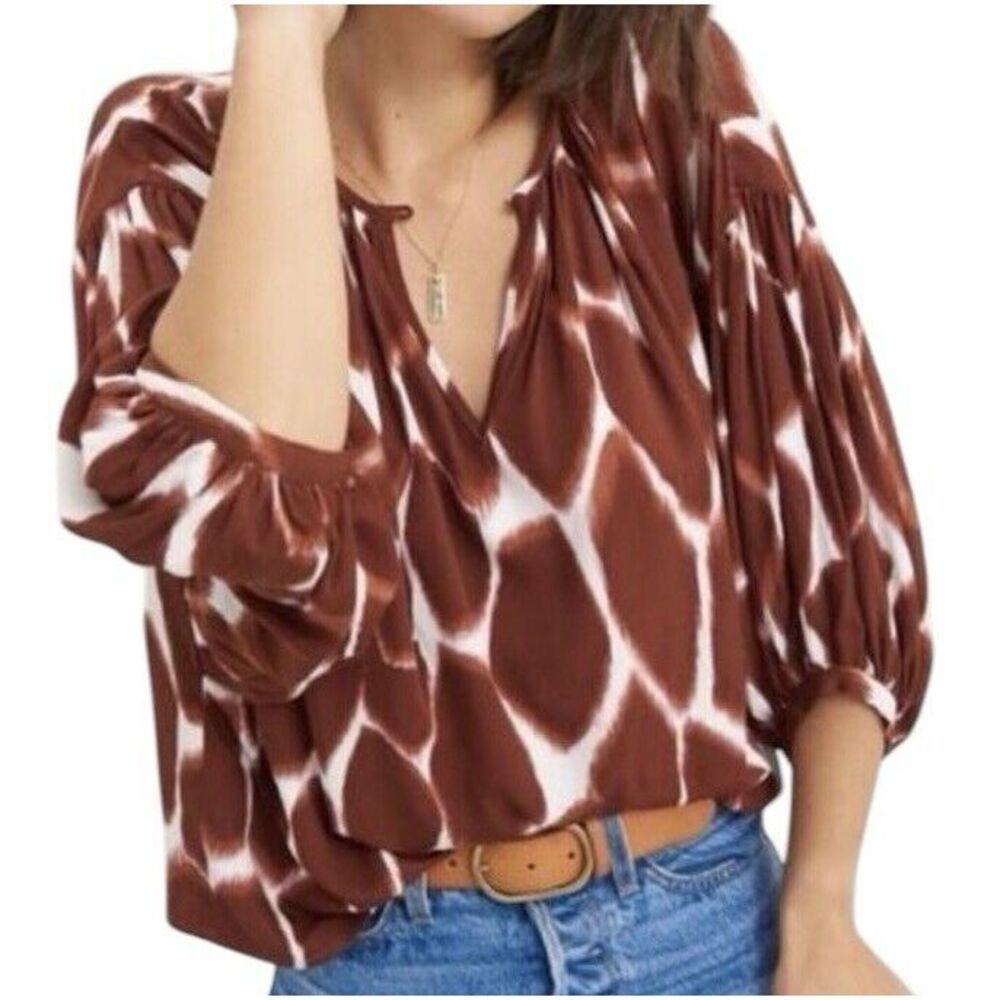 Anthropologie Corey‎ Lynn Calter Top Women XS Oversized  Animal Print Blouse New